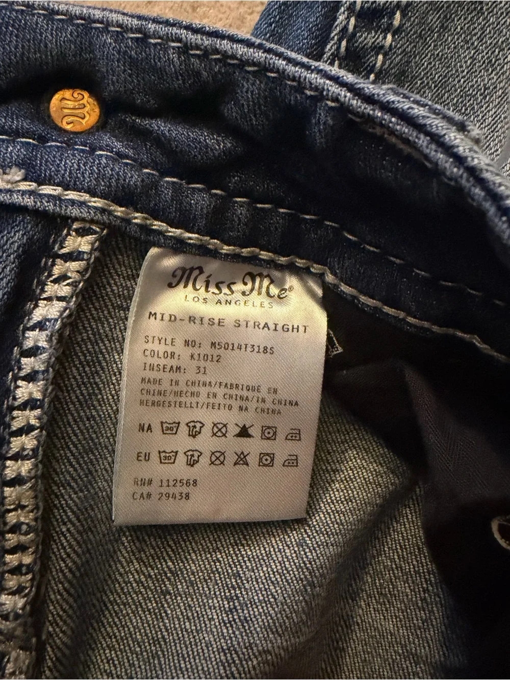 Miss Me Blue Embellished Denim Jeans with Contrast Stitching